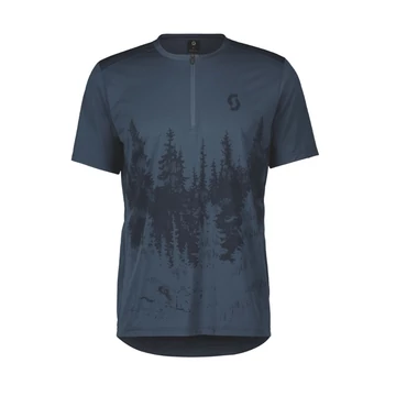 SCOTT Trail Flow Zip Short-Sleeve Men's Shirt Metal Blue/Dark Blue Méret: XL