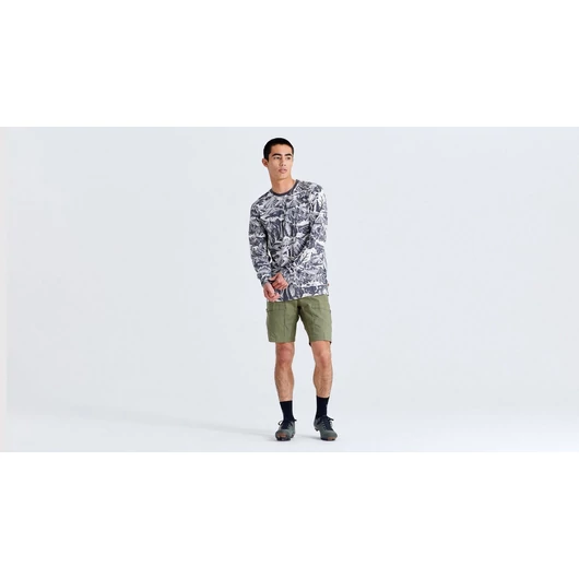 Specialized / Fjällräven COTTON CALISWE LS M - Férfi Hosszú ujjú Póló  Szín: Fekete - Tojáshéj Méret: XXL