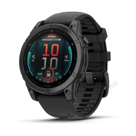 Garmin fenix E 47mm AMOLED, sötétszürke acél, fekete szilikon szíjjal (ED)