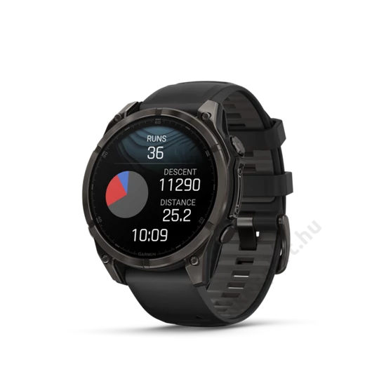 Garmin Fenix 8 47mm AMOLED Sapphire, karbonszürke DLC titanium, fekete/sötétszürke szilikon szíjjal (ED XD)