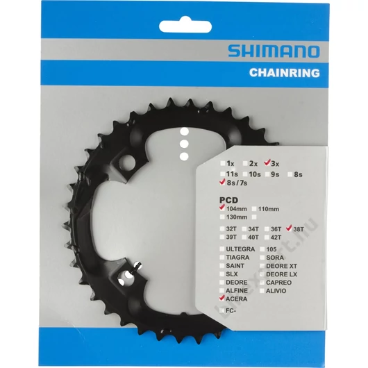 Shimano Lánckerék 38T FCM361 BCD104 4 Csavaros Fekete